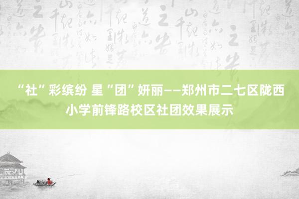 “社”彩缤纷 星“团”妍丽——郑州市二七区陇西小学前锋路校区社团效果展示
